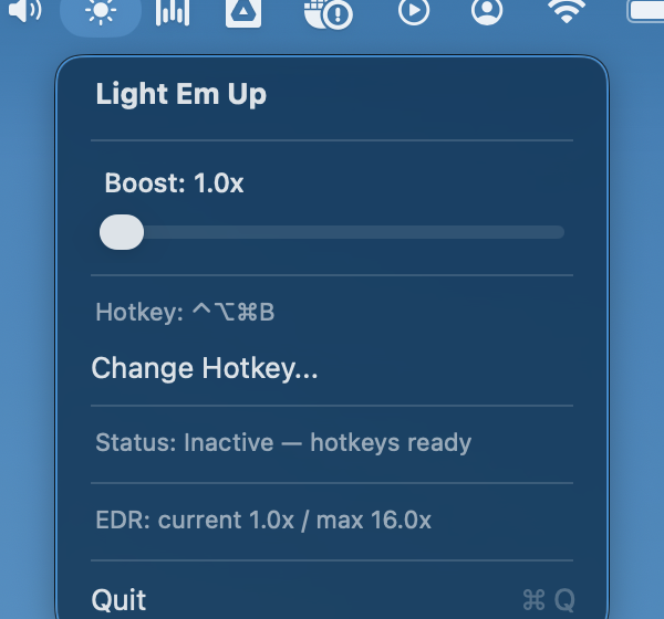 LightEmUp — inactive state at 1.0x